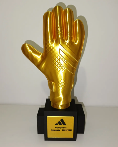 Trophée gant d'or personnalisable - 30cm